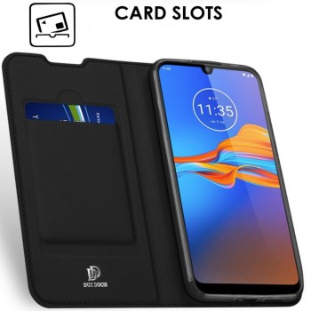 Dux Ducis dirbtinės odos atverčiamas dėklas - juodas (Moto E6 Plus)